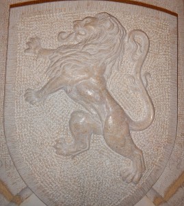 Détail du lion sculpté, forme inspirée par le blason de Lyon